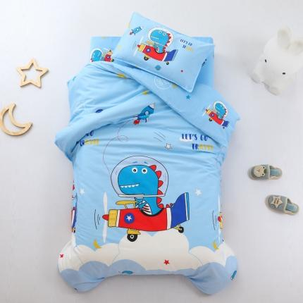 91家纺网 家纺一手货源 找家纺 鱼宝 2021新款AB版全棉婴童套件 飞机恐龙