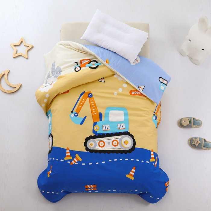 91家纺网 家纺一手货源 找家纺 鱼宝 2021新款AB版全棉婴童套件 开心挖机