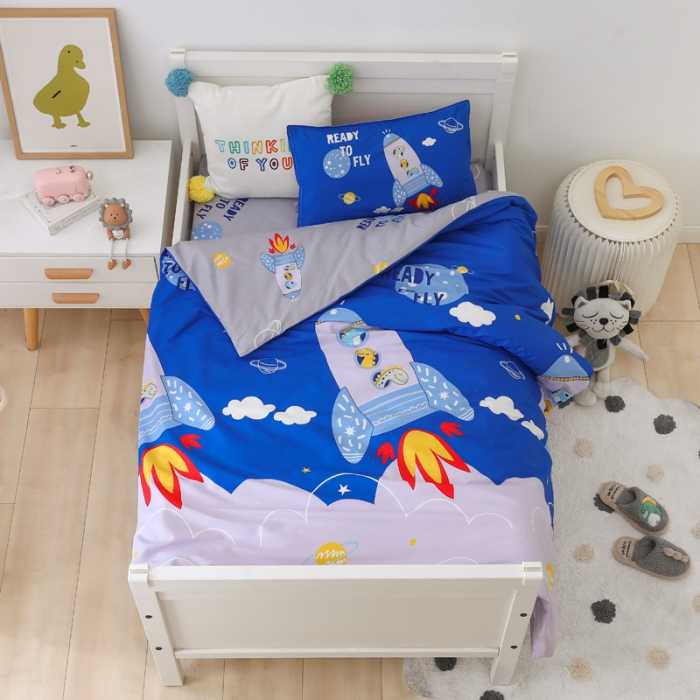 91家纺网 家纺一手货源 找家纺 鱼宝 2021新款AB版全棉婴童套件 星空火箭