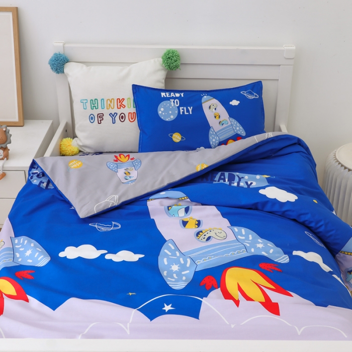 91家纺网 家纺一手货源 找家纺 鱼宝 2021新款AB版全棉婴童套件 星空火箭