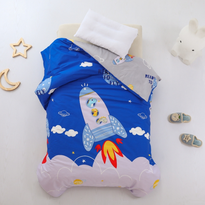 91家纺网 家纺一手货源 找家纺 鱼宝 2021新款AB版全棉婴童套件 星空火箭