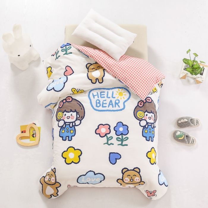 91家纺网 家纺一手货源 找家纺 鱼宝 2021新款AB版全棉婴童套件 阳光女孩