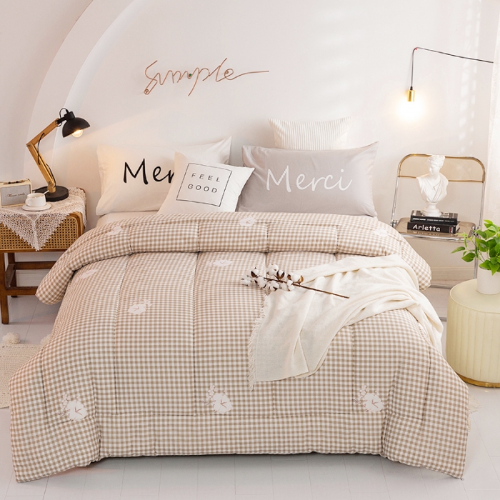 91家纺网 家纺一手货源 找家纺 首爱 2025新款纱布棉花被芯冬被春秋被子被芯 格子咖