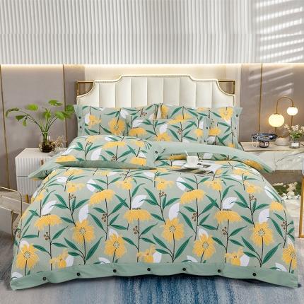 91家纺网 家纺一手货源 找家纺 OL家纺2021新款夹棉绗绣全棉小碎花小清新四件套 烟雨江南