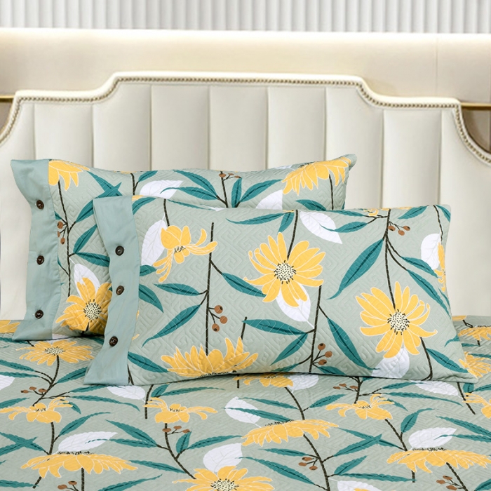 91家纺网 家纺一手货源 找家纺 OL家纺2021新款夹棉绗绣全棉小碎花小清新四件套 烟雨江南