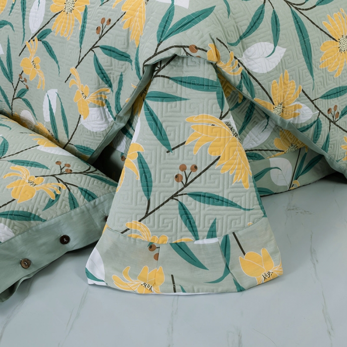 91家纺网 家纺一手货源 找家纺 OL家纺2021新款夹棉绗绣全棉小碎花小清新四件套 烟雨江南