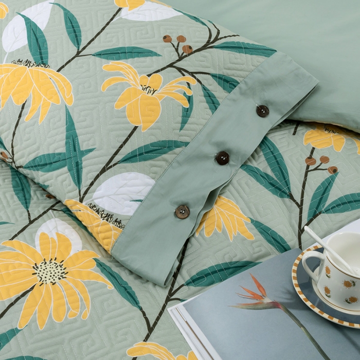 91家纺网 家纺一手货源 找家纺 OL家纺2021新款夹棉绗绣全棉小碎花小清新四件套 烟雨江南