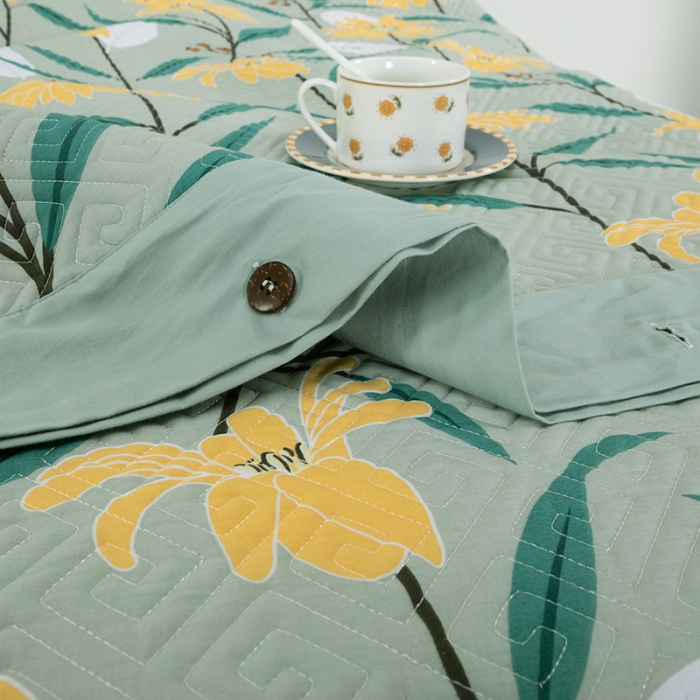 91家纺网 家纺一手货源 找家纺 OL家纺2021新款夹棉绗绣全棉小碎花小清新四件套 烟雨江南