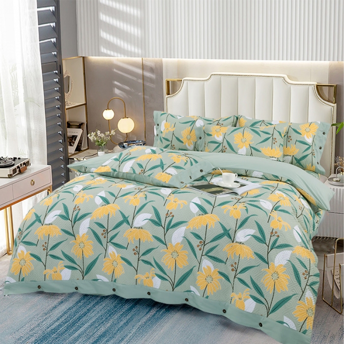 91家纺网 家纺一手货源 找家纺 OL家纺2021新款夹棉绗绣全棉小碎花小清新四件套 烟雨江南