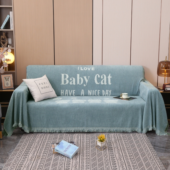 91家纺网 家纺一手货源 找家纺 【总】-名典风情新款全盖雪尼尔沙发巾沙发套宝贝猫系列