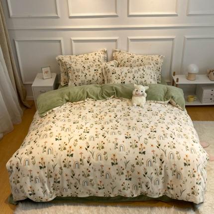 91家纺网 家纺一手货源 找家纺 （总）百寐 2021新款牛奶绒印花四件套