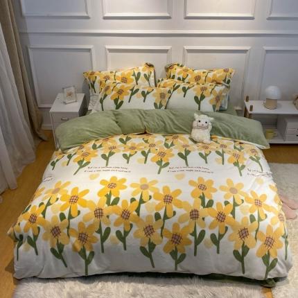 91家纺网 家纺一手货源 找家纺 （总）百寐 2021新款牛奶绒印花四件套