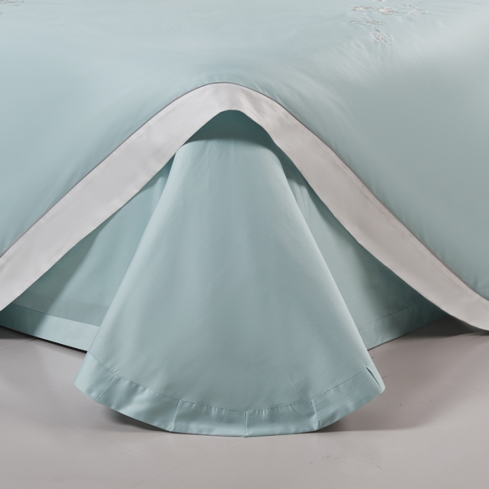 91家纺网 家纺一手货源 找家纺 爱情故事 2024新款婚庆100s全棉四件套秋月蓝