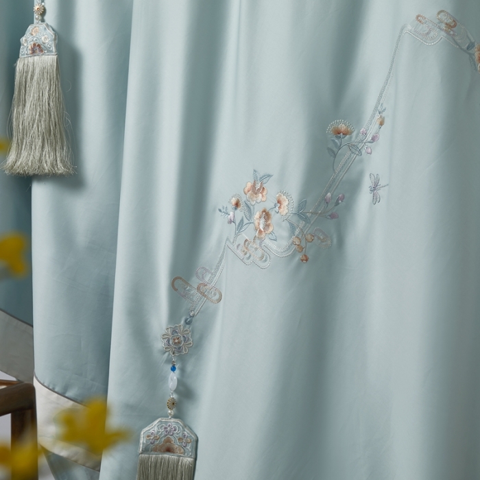 91家纺网 家纺一手货源 找家纺 爱情故事 2024新款婚庆100s全棉四件套秋月蓝