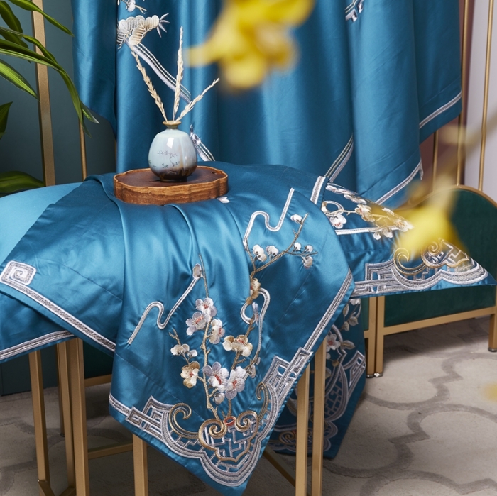 91家纺网 家纺一手货源 找家纺 爱情故事 2024新款婚庆100s全棉四件套雨棠蓝