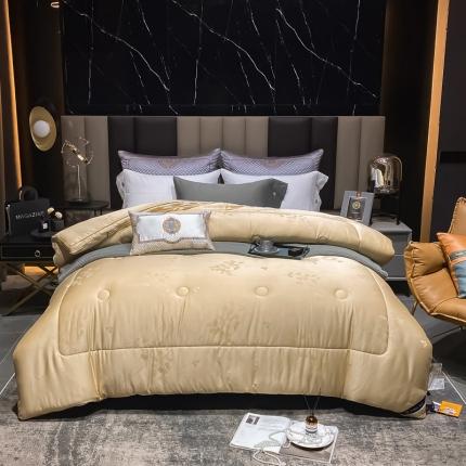 91家纺网 家纺一手货源 找家纺 匠心 2021新款木本提花大豆子母被 香槟色