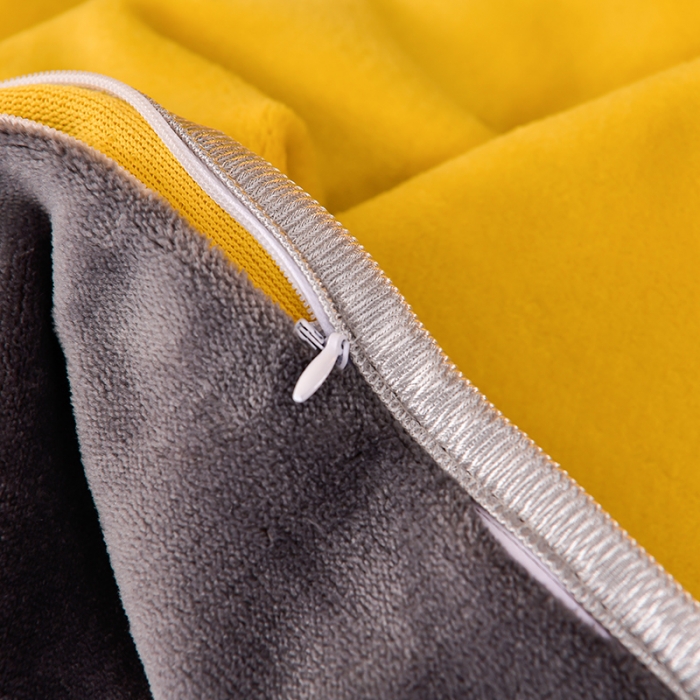 91家纺网 家纺一手货源 找家纺 牵梦萦纯色加厚牛奶绒法莱绒四件套秋冬季加绒床裙款 黄色+深灰