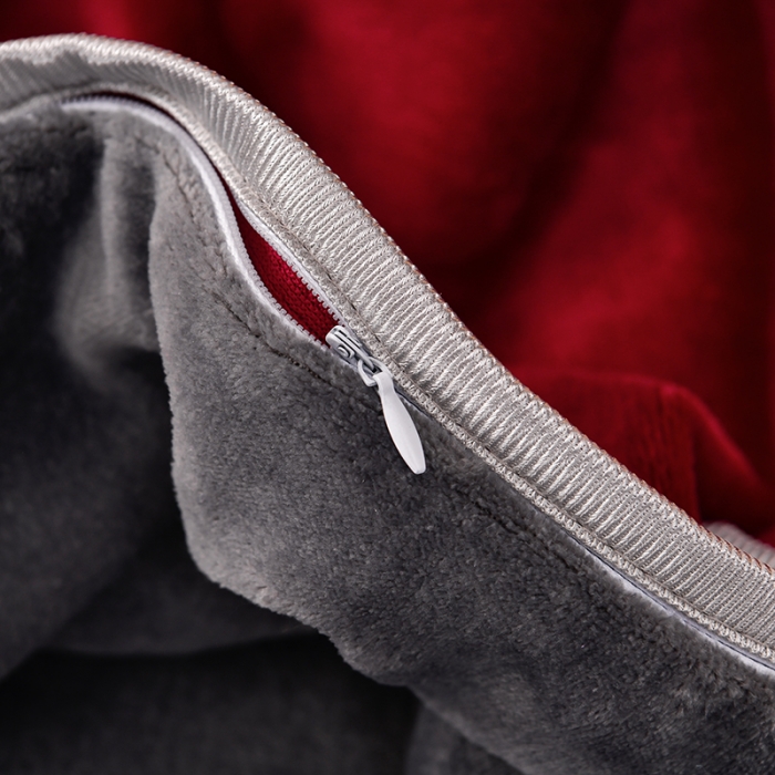 91家纺网 家纺一手货源 找家纺 牵梦萦纯色加厚牛奶绒法莱绒四件套秋冬季加绒床裙款 酒红+深灰