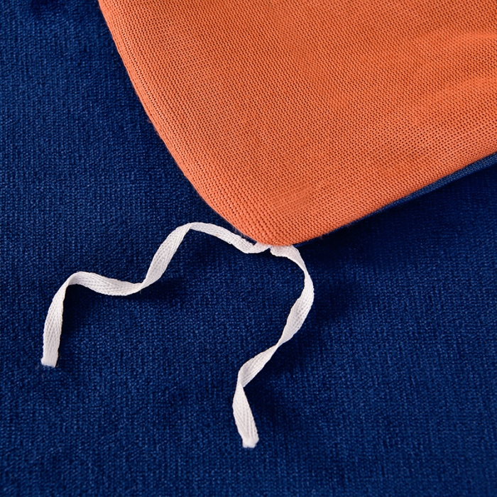 91家纺网 家纺一手货源 找家纺 牵梦萦纯色加厚牛奶绒法莱绒四件套秋冬季加绒床裙款 桔色+宝蓝