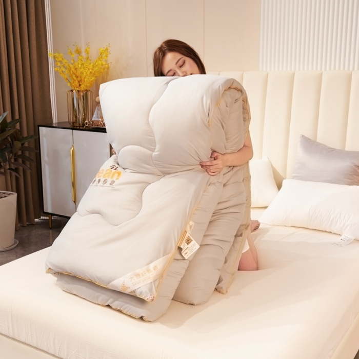 91家纺网 家纺一手货源 找家纺 缦卡琳2021新款亲肤磨毛大豆被 春秋被 夏被 被子 绅士灰