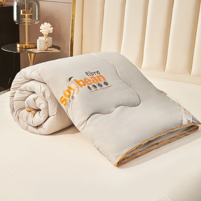 91家纺网 家纺一手货源 找家纺 缦卡琳2021新款亲肤磨毛大豆被 春秋被 夏被 被子 绅士灰