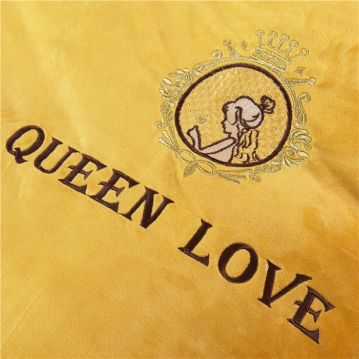 91家纺网 家纺一手货源 找家纺 福丽莱 宝宝绒刺绣四件套-浪漫风情 柠檬黄