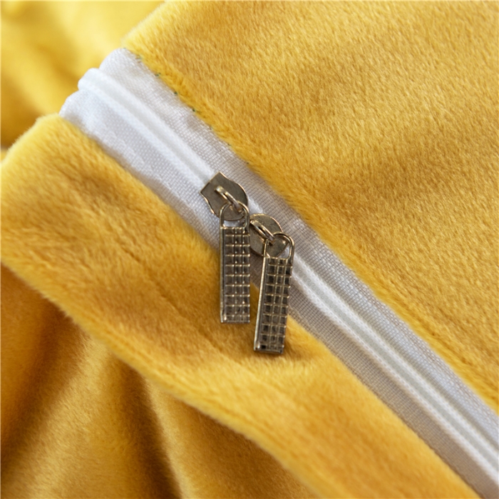 91家纺网 家纺一手货源 找家纺 福丽莱 宝宝绒刺绣四件套-浪漫风情 柠檬黄