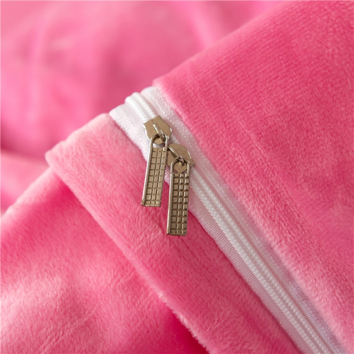 91家纺网 家纺一手货源 找家纺 福丽莱 宝宝绒刺绣四件套-浪漫风情 粉红