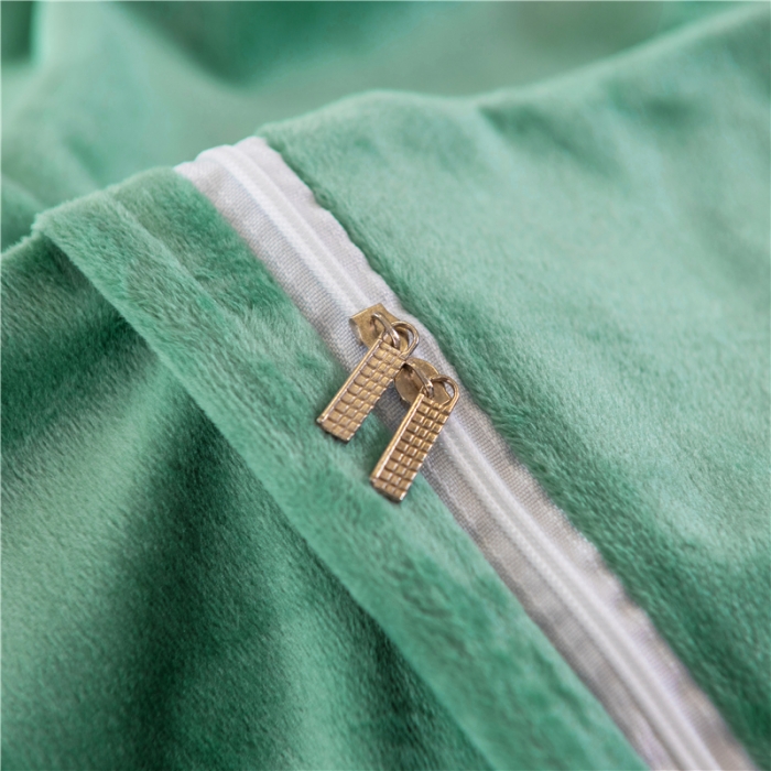 91家纺网 家纺一手货源 找家纺 福丽莱 宝宝绒刺绣四件套-浪漫风情 抹茶绿