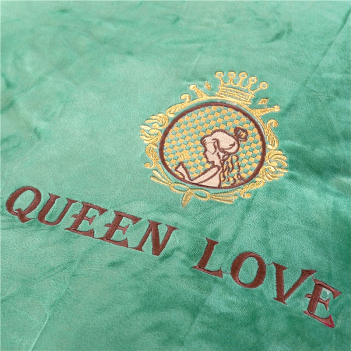 91家纺网 家纺一手货源 找家纺 福丽莱 宝宝绒刺绣四件套-浪漫风情 抹茶绿