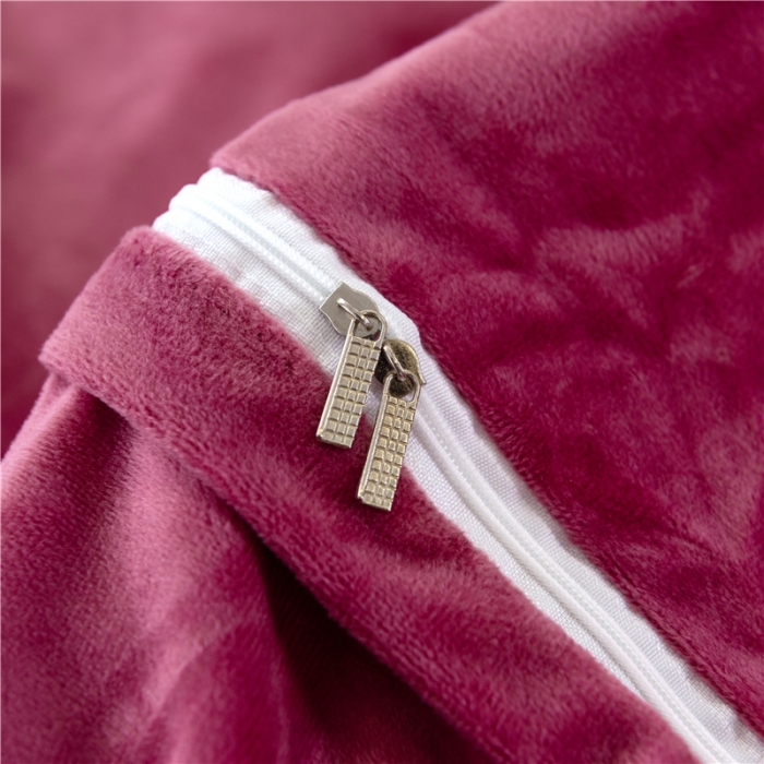 91家纺网 家纺一手货源 找家纺 福丽莱 宝宝绒刺绣四件套-浪漫风情 豆沙