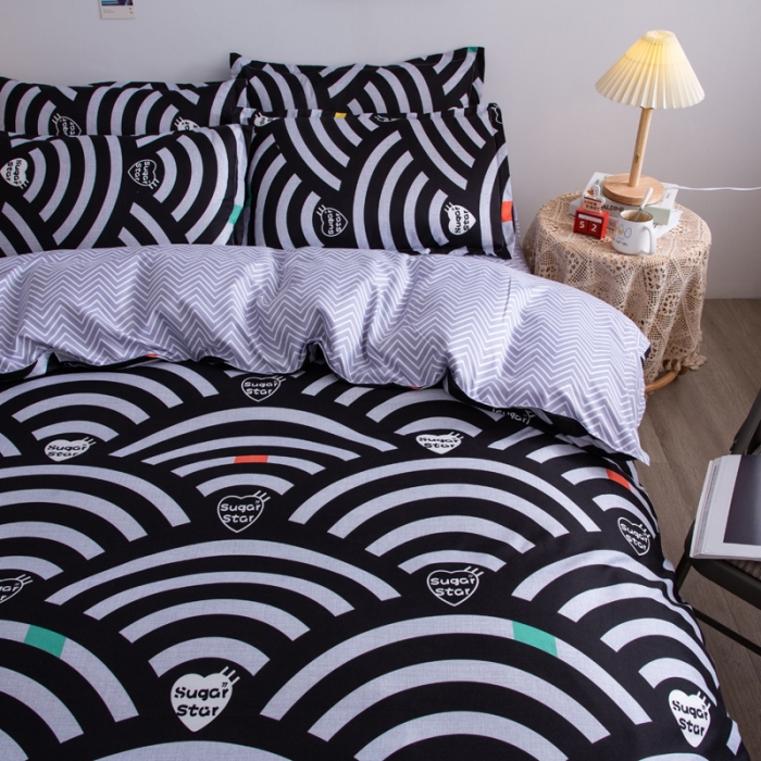 91家纺网 家纺一手货源 找家纺 乐居坊2021新款芦荟棉四件套 爱心