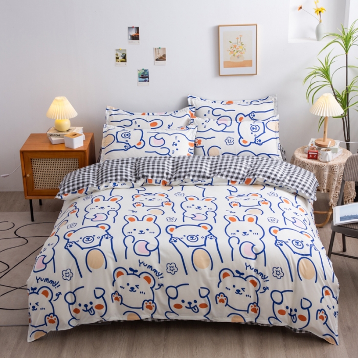 91家纺网 家纺一手货源 找家纺 乐居坊2021新款芦荟棉四件套 米小兔