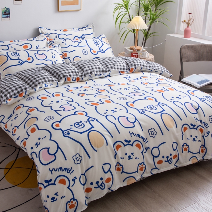 91家纺网 家纺一手货源 找家纺 乐居坊2021新款芦荟棉四件套 米小兔