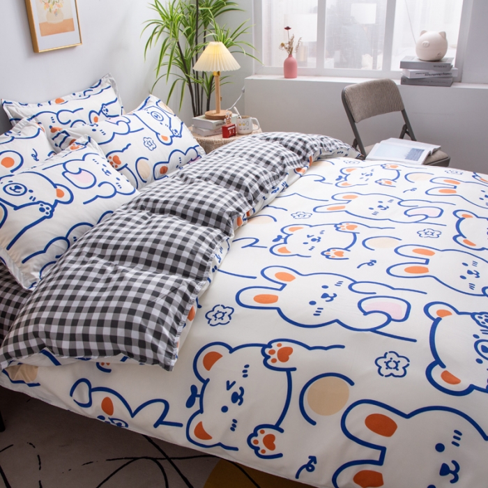 91家纺网 家纺一手货源 找家纺 乐居坊2021新款芦荟棉四件套 米小兔