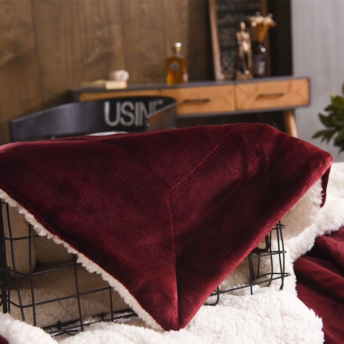 91家纺网 家纺一手货源 找家纺 BOSS 2021新款羊羔绒毛毯羊羔绒毯 单色红