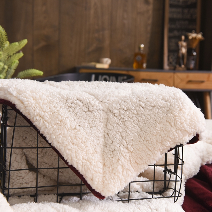 91家纺网 家纺一手货源 找家纺 BOSS 2021新款羊羔绒毛毯羊羔绒毯 单色红