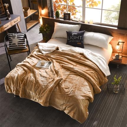 91家纺网 家纺一手货源 找家纺 BOSS 2021新款羊羔绒毛毯羊羔绒毯 单色黄