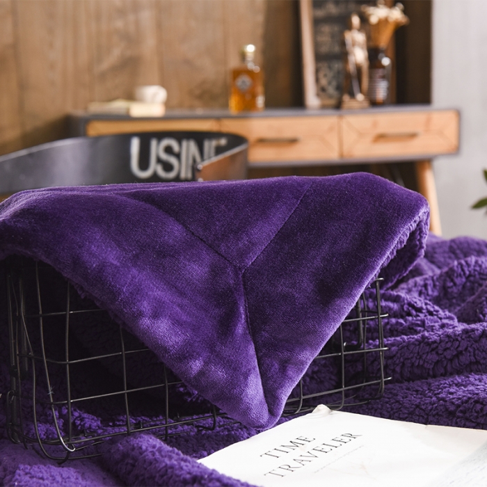 91家纺网 家纺一手货源 找家纺 BOSS 2021新款羊羔绒毛毯羊羔绒毯 玛瑙紫