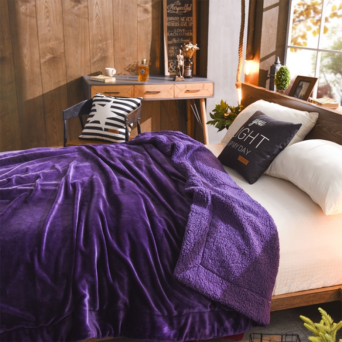 91家纺网 家纺一手货源 找家纺 BOSS 2021新款羊羔绒毛毯羊羔绒毯 玛瑙紫