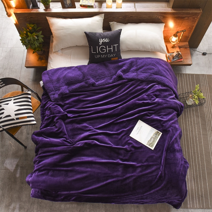 91家纺网 家纺一手货源 找家纺 BOSS 2021新款羊羔绒毛毯羊羔绒毯 玛瑙紫