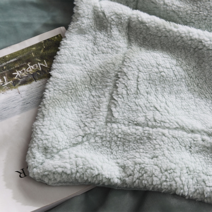 91家纺网 家纺一手货源 找家纺 BOSS 2021新款羊羔绒毛毯羊羔绒毯 抹茶绿