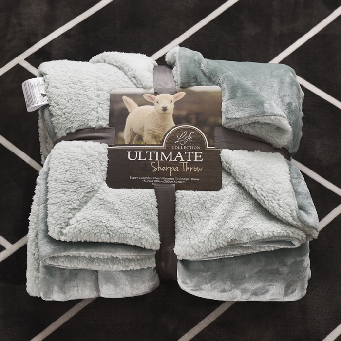 91家纺网 家纺一手货源 找家纺 BOSS 2021新款羊羔绒毛毯羊羔绒毯 抹茶绿