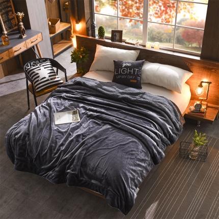 91家纺网 家纺一手货源 找家纺 BOSS 2021新款羊羔绒毛毯羊羔绒毯 深空灰