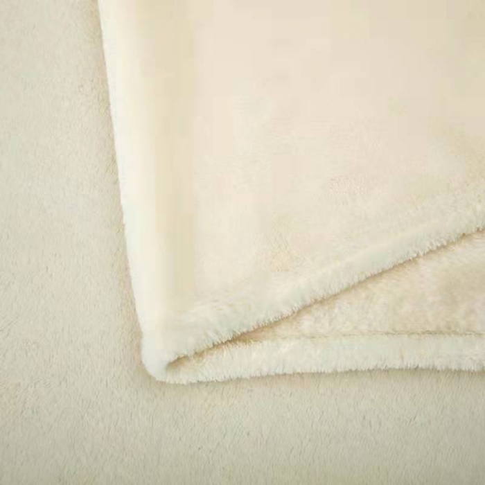 91家纺网 家纺一手货源 找家纺 新丽佳家纺 新款220克法莱绒毛毯赠品毛毯床单礼品盖毯米白色