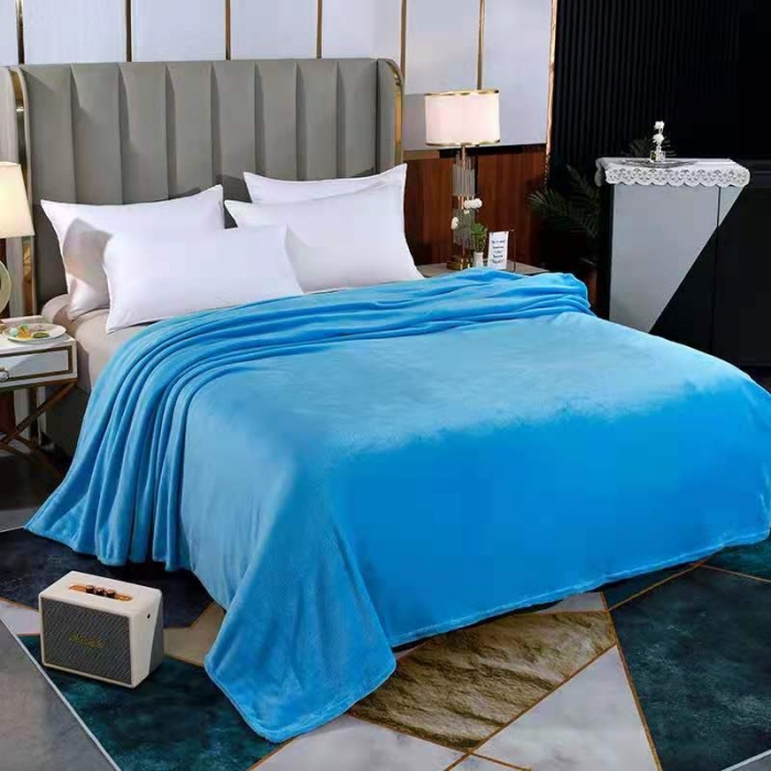 91家纺网 家纺一手货源 找家纺 新丽佳家纺 新款220克法莱绒毛毯赠品毛毯床单礼品盖毯 天兰