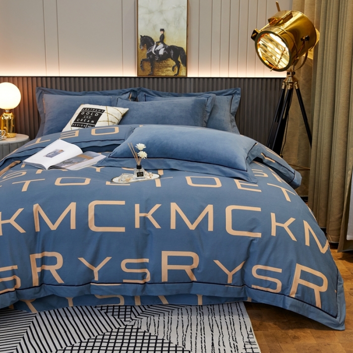 91家纺网 家纺一手货源 找家纺 杜先生 2021新款230克牛奶绒拼角被边款四件套 希文-绿