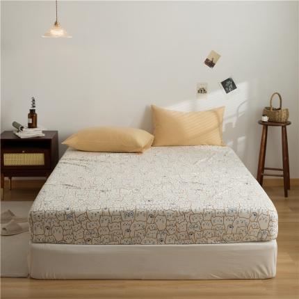 91家纺网 家纺一手货源 找家纺 原研家居 新款kinfolk原研针织棉印花 单床笠 猫咪米