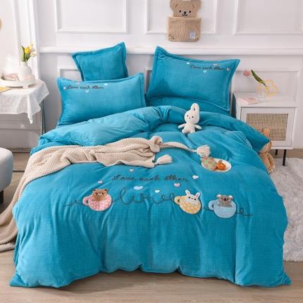 91家纺网 家纺一手货源 找家纺 总 青竹苑2021新款220克加厚牛奶绒毛巾绣花四件套