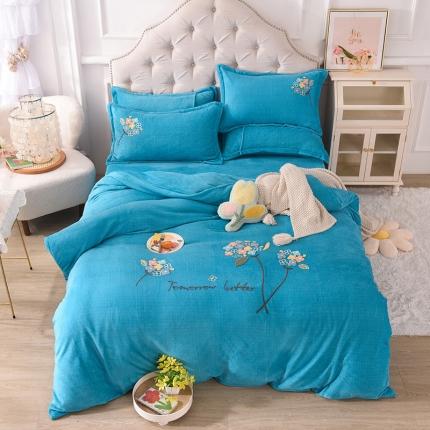 91家纺网 家纺一手货源 找家纺 总 青竹苑2021新款220克加厚牛奶绒毛巾绣花四件套